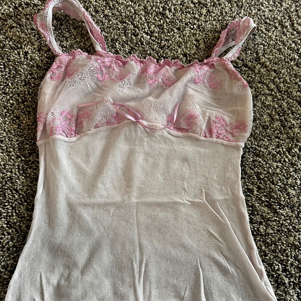 2 lingerie pieces. White and pink both mesh